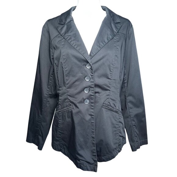 Coldwater Creek Black Blazer Jacket Size 16 Stretch Boho Whimsigoth Cottage - Picture 2 of 9